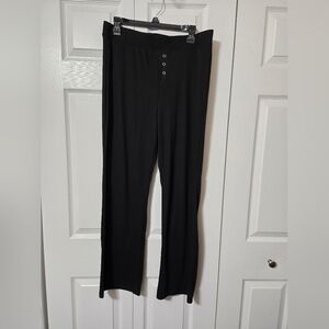 Black Lounge Pants, Size XL, Elastic Waist, Faux Fly Detail, Excellent Like New